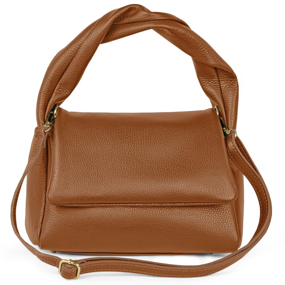 2825 Italian Calf Leather Top-Handle Bag with Zipper Magnetic Flap &